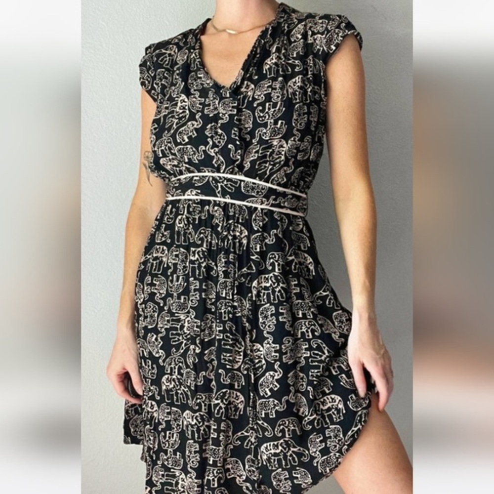 Maeve Black and Tan Elephant Mini Dress Size S